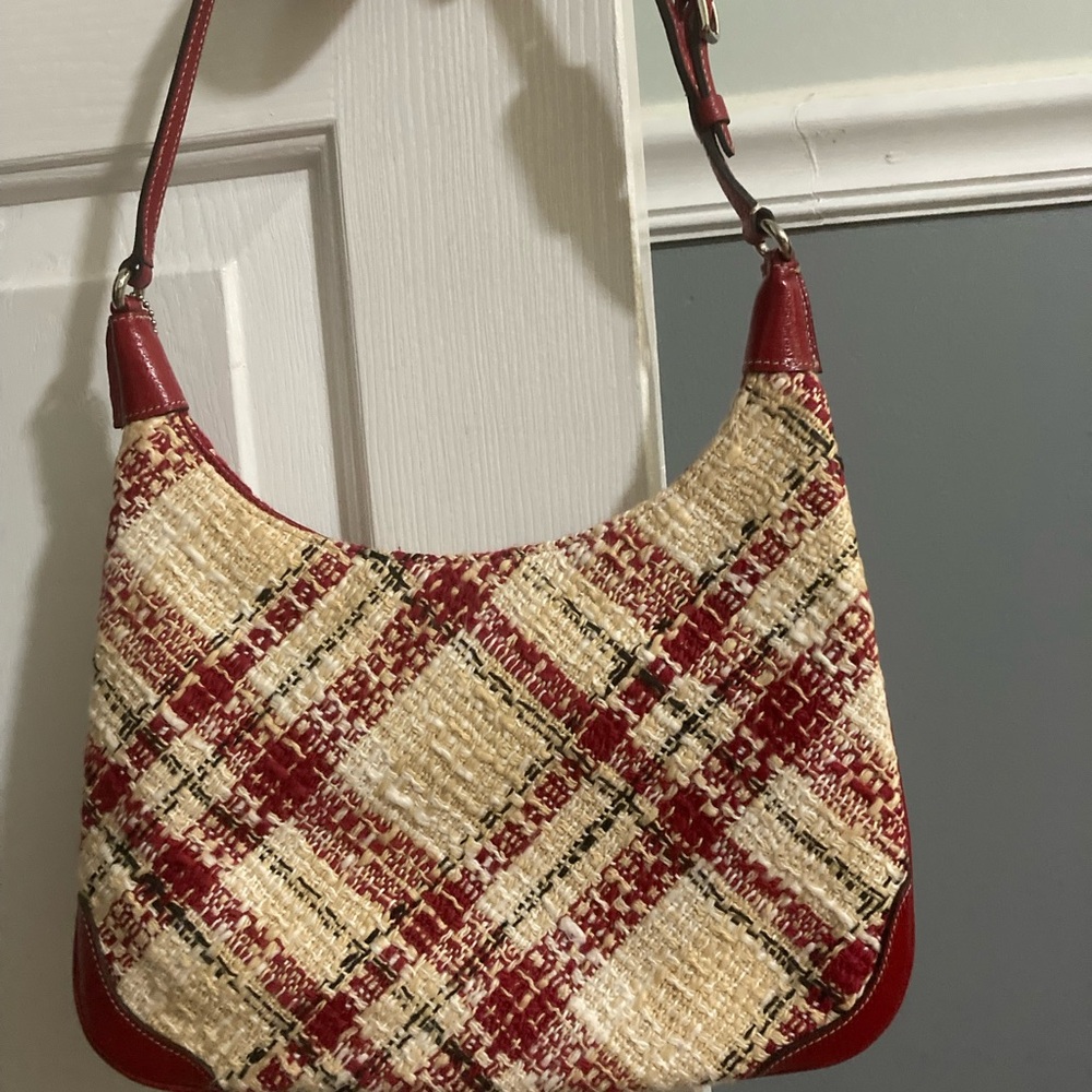 Coach Faylyn Boucle red plaid vintage purse